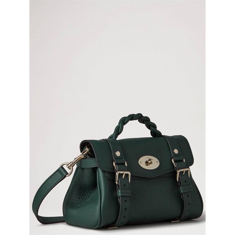 Mulberry Mini Alexa Mulberry Green Heavy Grain